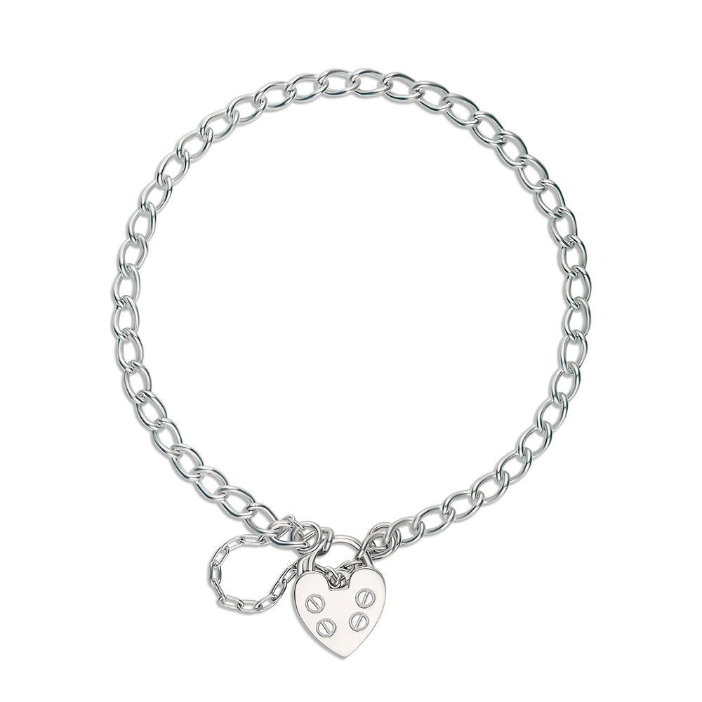 Children's Sterling Silver round curb bracelet with plain padlock