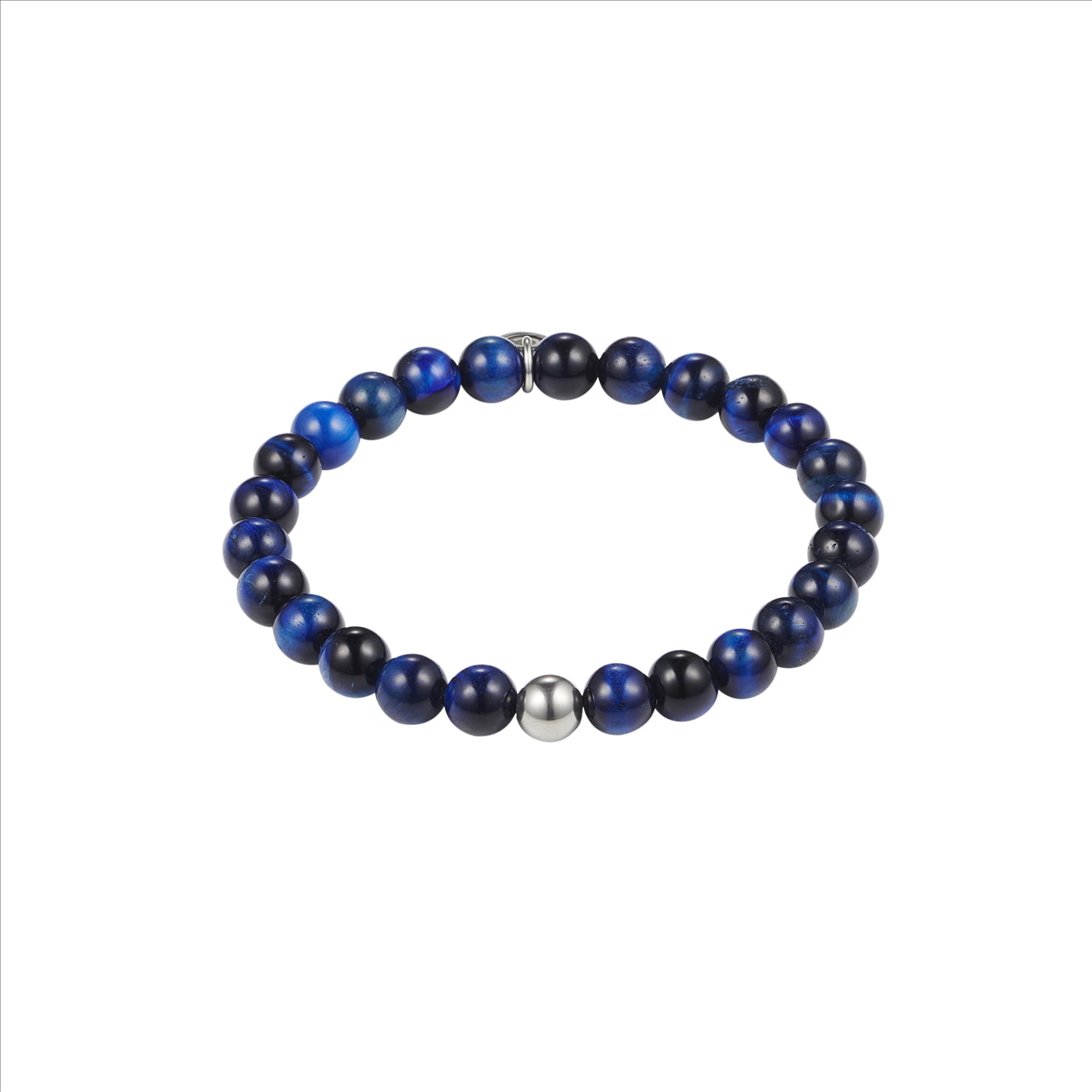 Blue Tiger eye Stainless Steel Bead Bracelet