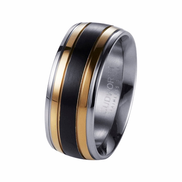 Cudworth Stainless Steel/IP Black/IP Gold plated Ring | Regal Jewellers
